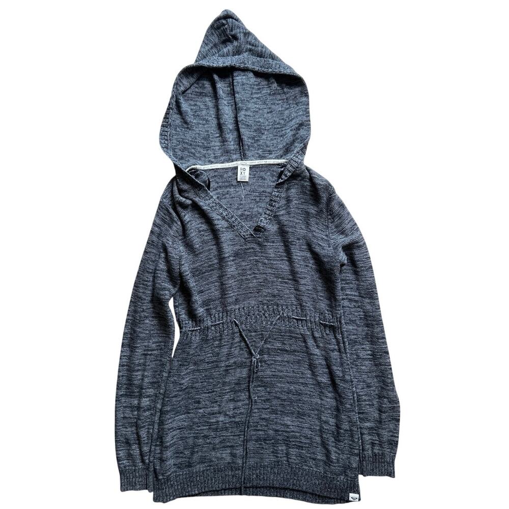 Roxy Y2K Gray Shores Deep V-neck Hoodie Sweater XL String